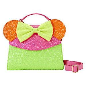 Loungefly Exclusive Minnie Mouse Color Block Neon Sequin Crossbody Bag